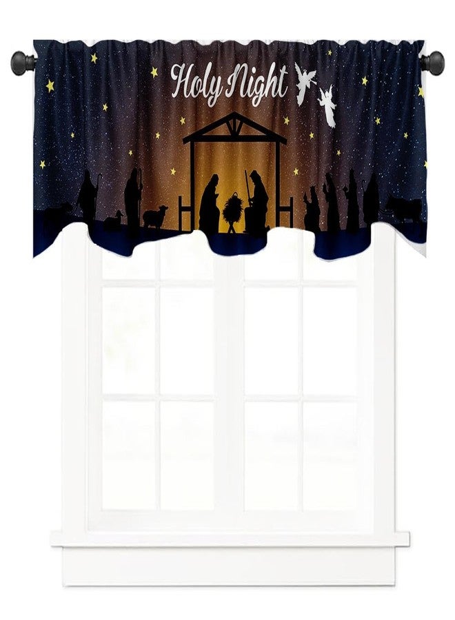 DOTOOMA 54x18 Inches Christmas Holy Night Manger Nativity Window Treatment Valance Dawn Desert Shabby Manger Maris Camel Team Bible Story Kitchen Dining Room Polyester Fabric Decor Supplies - Image 1